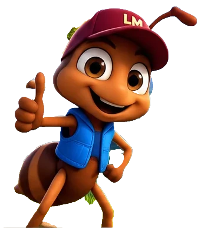 Approved Little Mike the Ant wearing exactly one yellow-and-blue MIKE hat